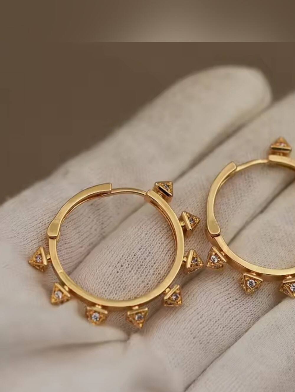 Gold Spike Hoop Earrings - Women Jewelry